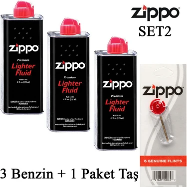 Zippo Çakmak ikmal Seti,3 bidon benzin +1 taş