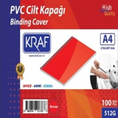 Kraf 100'LÜ Kırmızı Pvc Cilt