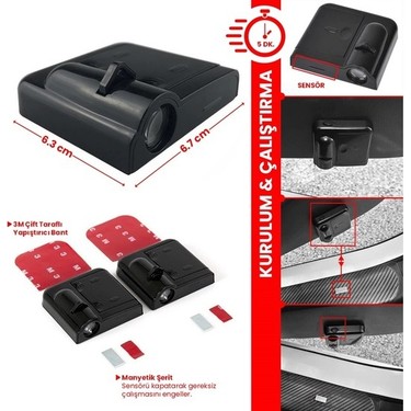 teknoclub seat yeni nesil kapi alti pilli led logo karanlik fiyati