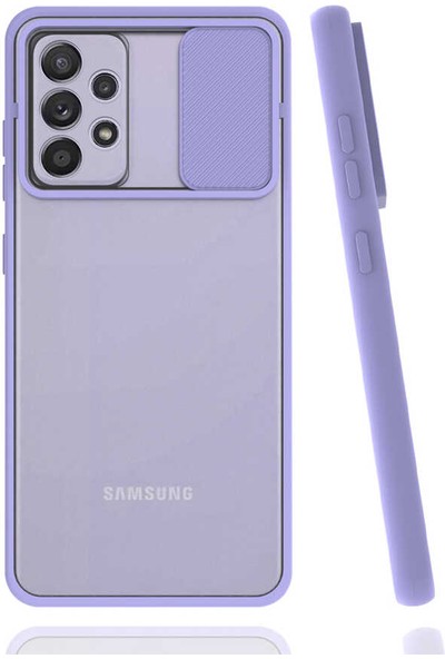 I-Veys Samsung Galaxy A52 Kılıf Slayt Sürgülü Kamera Lens Korumalı Lensi Silikon Kapak