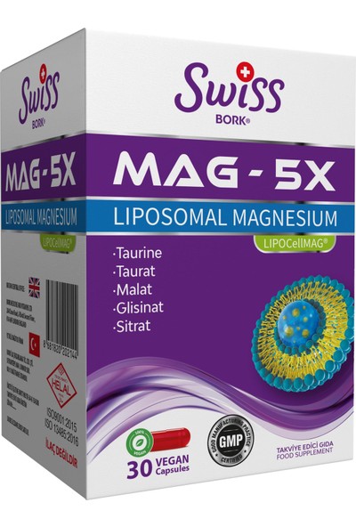 Swiss Bork Mag - 5x Liposomal Magnesium 30 Vegan Kapsül