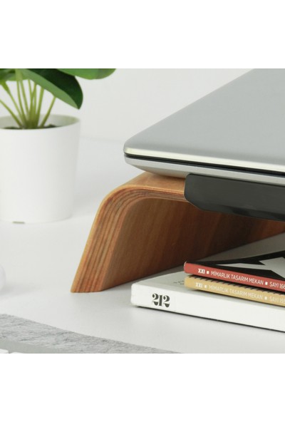 Fagus Wood Dayanıklı Ahşap Notebook Yükseltici ve Tutucu Masa Üstü Laptop Standı