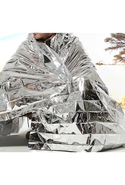 Strade Store 10X Acil Survival Battaniye Açık Seti Termal Uzay Uyku Tulumu Gümüş 210X160 cm (Yurt Dışından)
