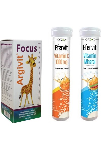HEKİM Argivit Focus Şurup 150 ml + Efervesan Set Mineral + Vitamin C
