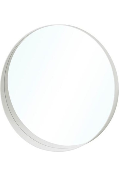 Meg Megstore.tr Dekoratif Beyaz Renkli Ahşap Çerçeveli Büyük Yuvarlak Ayna Stockholm (80 cm Çap)