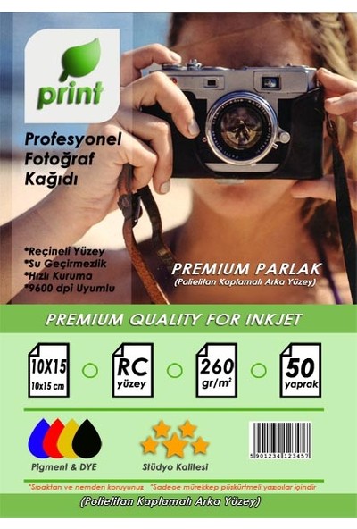 Canon Yazıcılar Için Premium Parlak Fotoğraf Kağıdı 10X15 260 gr 50 Yaprak