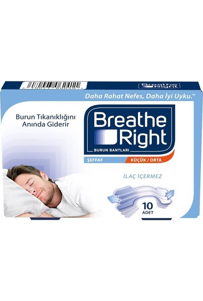 Breathe Right Şeffaf Burun Bandı Küçük/Orta Boy 10 Adet