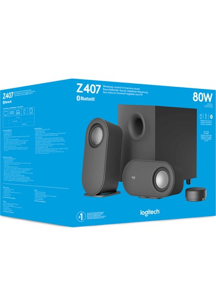 Z407 2.1 Subwoofer ve Kablolosuz Kontrollü Bluetooth Bilgisayar Hoparlörleri - Siyah