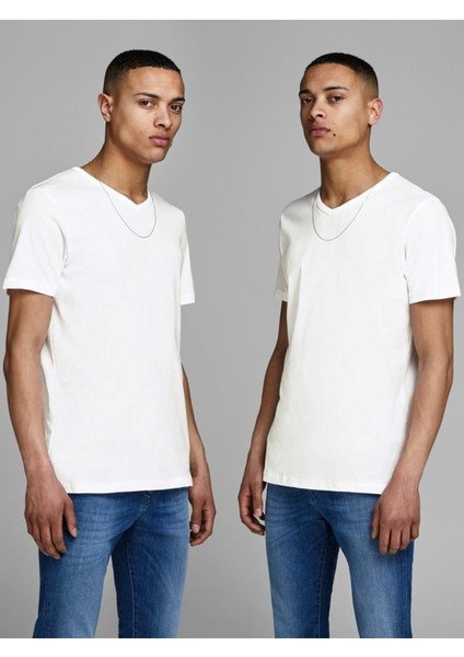 Beyaz 2li Paket V Yaka Tshirt - 12133914 modelleri