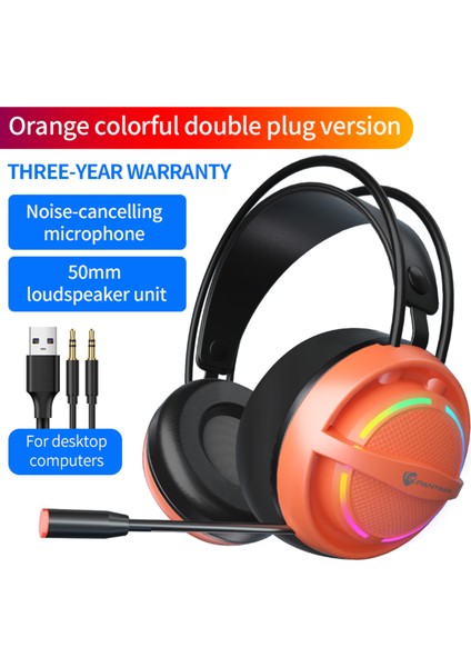Pc Oyun Kulaklık Mikrofon Ile 7.1 Surround Ses Kablolu Kulak USB Bilgisayar Oyun Kulaklık Kulaklık Dizüstü Bilgisayar Için Ayrılabilir Mıc ve LED Işık Ile - Turuncu 3.5mm (Yurt Dışından) fırsatları