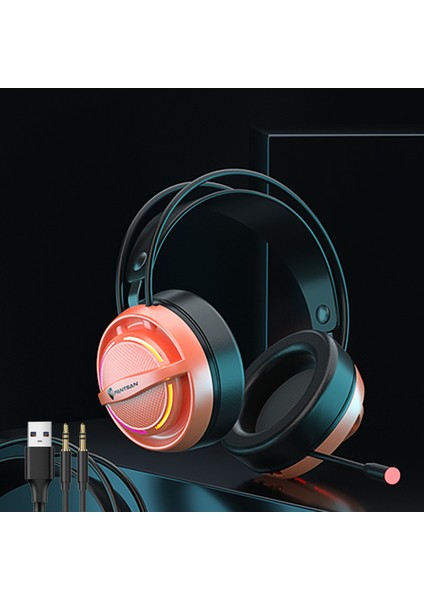 Pc Oyun Kulaklık Mikrofon Ile 7.1 Surround Ses Kablolu Kulak USB Bilgisayar Oyun Kulaklık Kulaklık Dizüstü Bilgisayar Için Ayrılabilir Mıc ve LED Işık Ile - Turuncu 3.5mm (Yurt Dışından) indirimleri