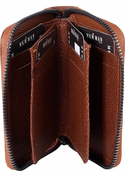 Mkm Taba Nubuk Deri Fermuarlı Unisex Kartlık Cüzdan modelleri