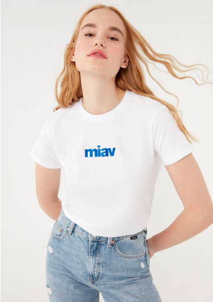 Miav Baskılı Beyaz Tişört fiyatları