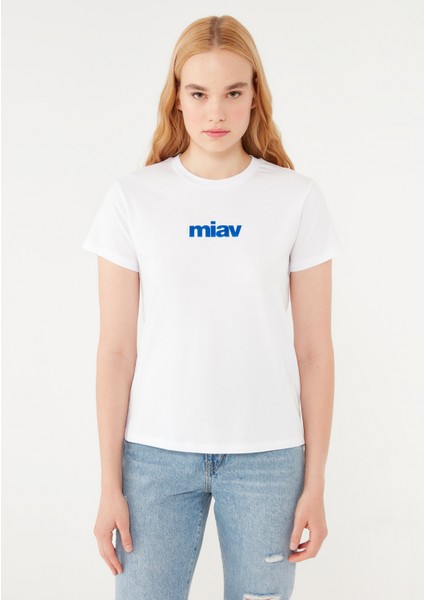 Miav Baskılı Beyaz Tişört modelleri