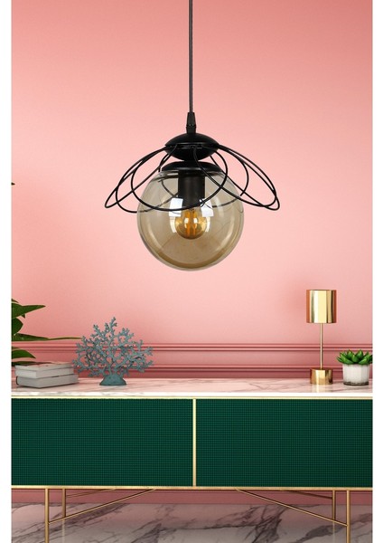 Alaca Tekli Avize Siyah Bal Cam