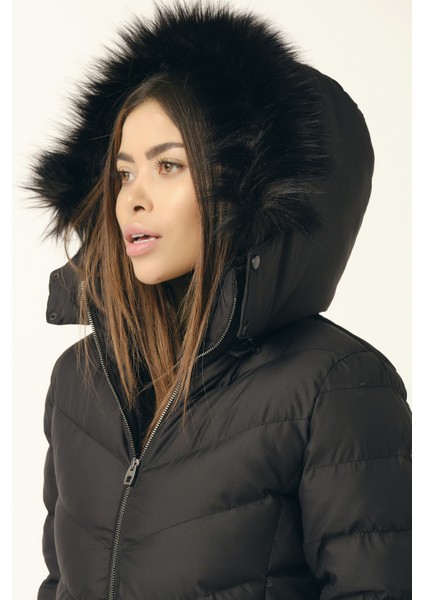 Kadın Mont Çıkabilir Kapüşonlu Kürk Astarlı Şişme Beste fırsatları