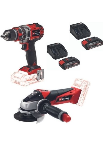Te-Cd 18/50 Li-I Bl Akülü Matkap Vidalama + Te-Ag 18/115 Avuç Taşlama 2X2.5AH Akü Starter Kit