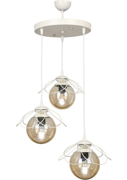 Alaca 3'lü Avize Beyaz Bal Cam modelleri