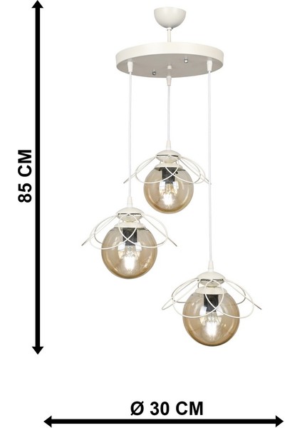 Alaca 3'lü Avize Beyaz Bal Cam fırsatları
