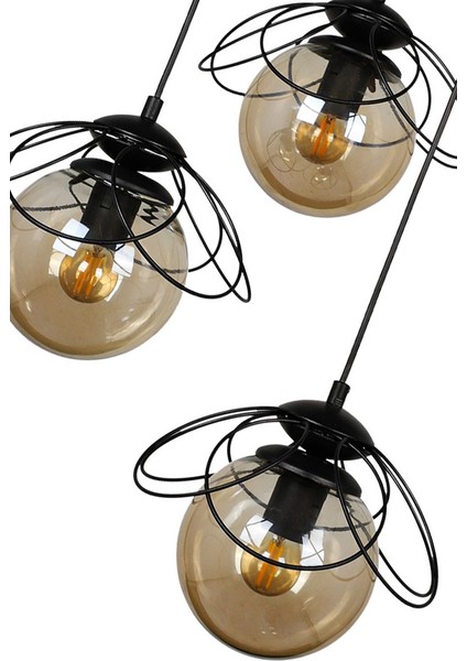 Alaca 3'lü Avize Siyah Bal Cam fırsatları