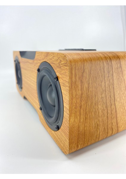 M8C Dijital Saatli Ahşap Bluetooth Hoparlör - Speaker
