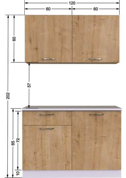 Ahenk Mutfak 120 cm – Tezgah Dahil Değil