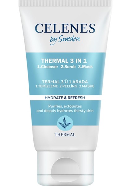 Celenes Thermal 3'ü 1 Arada Yıkama Peeling Maske 150 ml Yüz Maskesi