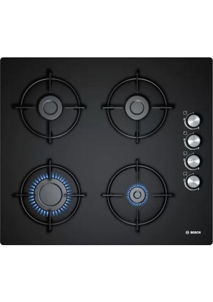 POP6C6O10L Serie 2 Gazlı Ocak 60 cm Sert Cam, Siyah