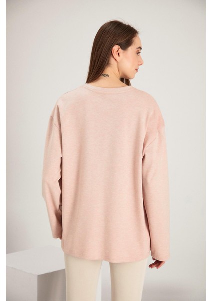 Cep Detaylı Baskılı Sweatshirt (B21-72500)