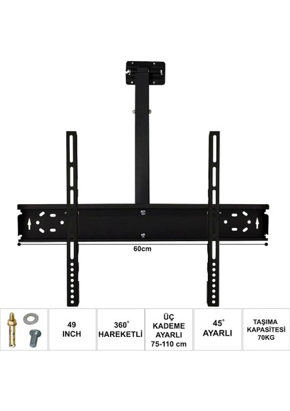 60,10T 49" 360º-45º Tavan LCD Tv Askı Aparatı