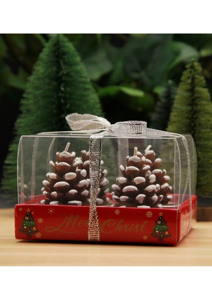 Yılbaşı Noel Kozalak 4'lü Mum Seti Merry Christmas fiyatları