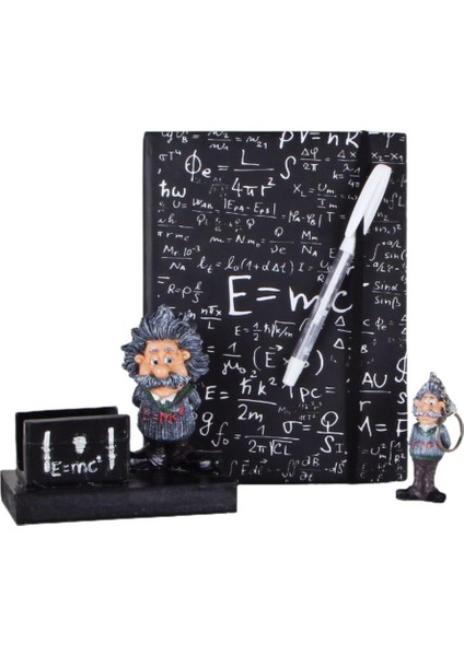Einstein Kartvizitlik Büyük Defter Beyaz Kalem Anahtarlık