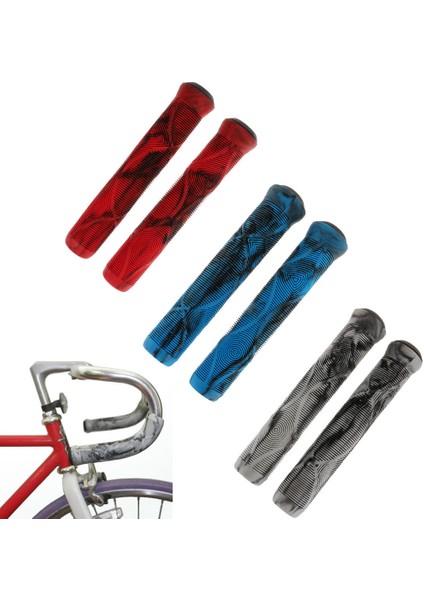 Çifti Bisiklet Sapları Mtb Bmx Kaymaz Bisiklet Gidon Kilit Kavrama 1 Pair Mavi-Siyah