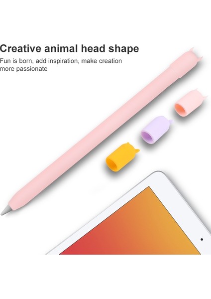 4 In 1 Stylus Kalem Karikatür Hayvan Silikon Koruyucu Kılıf Apple Kalem 1 (Sarı) (Yurt Dışından)