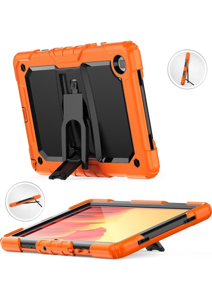 Darbeye Dayanıklı Silikon + Omuz Askısı ve Samsung Galaxy Tab A7 2020 T500 Için Braket ile Pc Kılıfı - Gül Kırmızı (Yurt Dışından) modelleri