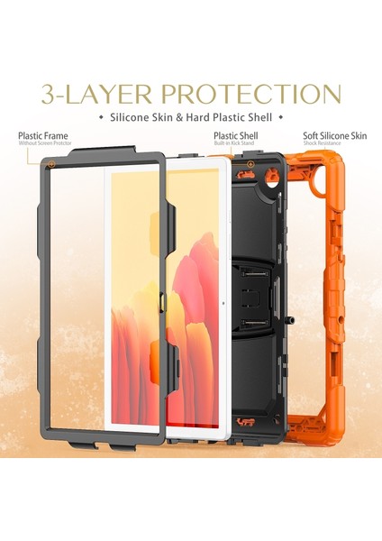 Darbeye Dayanıklı Silikon + Omuz Askısı ve Samsung Galaxy Tab A7 2020 T500 Için Braket ile Pc Kılıfı - Gül Kırmızı (Yurt Dışından) fırsatları