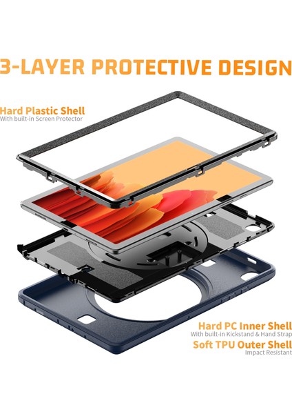 Samsung Galaxy Tab A7 10.4 T500 / T505 Için Kalem Yuvalı Darbeye ve Düşmeye Dayanıklı Koruyucu Kılıf—— Lacivert (Yurt Dışından) modelleri