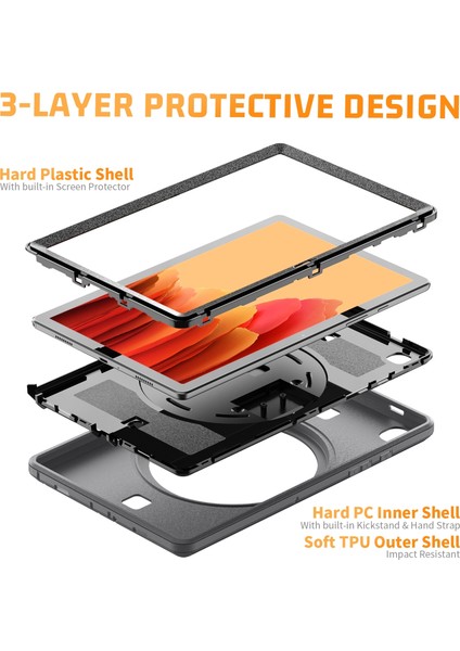 Samsung Galaxy Tab A7 10.4 T500 / T505 Için Kalem Yuvalı Darbeye ve Düşmeye Dayanıklı Koruyucu Kılıf——gri (Yurt Dışından) modelleri
