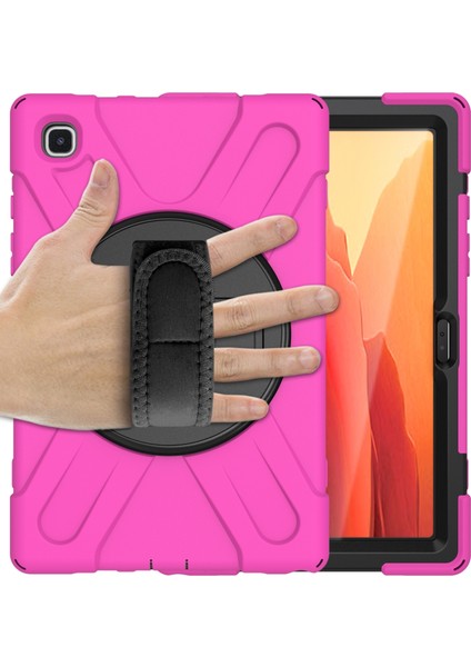 Samsung Galaxy Tab A7 10.4 2020 T500 / T505 Için Dirsek ve Omuz Askısı ve El Kayışı ve Ayna ile Silikon + Pc Koruyucu Kılıf--Kırmızı Gül (Yurt Dışından) fiyatları