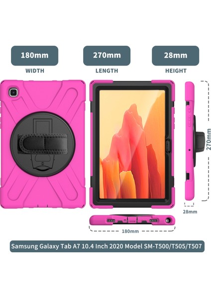 Samsung Galaxy Tab A7 10.4 2020 T500 / T505 Için Dirsek ve Omuz Askısı ve El Kayışı ve Ayna ile Silikon + Pc Koruyucu Kılıf--Kırmızı Gül (Yurt Dışından) modelleri