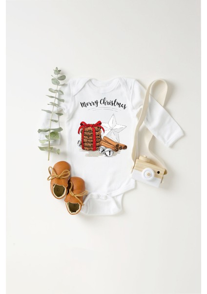 Unisex Bebek Kurabiye Tasarımlı Merry Christmas Body Zıbın fiyatları