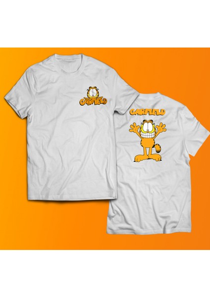 Garfield Baskılı %100 Pamuk Oversize T-Shirt Büyük Beden Tişört