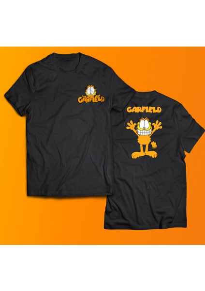 Garfield Baskılı %100 Pamuk Oversize T-Shirt Büyük Beden Tişört
