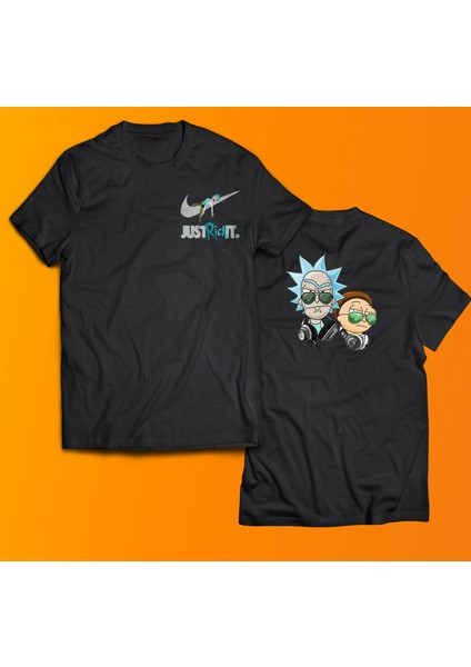 Just Rick It Baskılı %100 Pamuk Oversize T-Shirt Büyük Beden Tişört