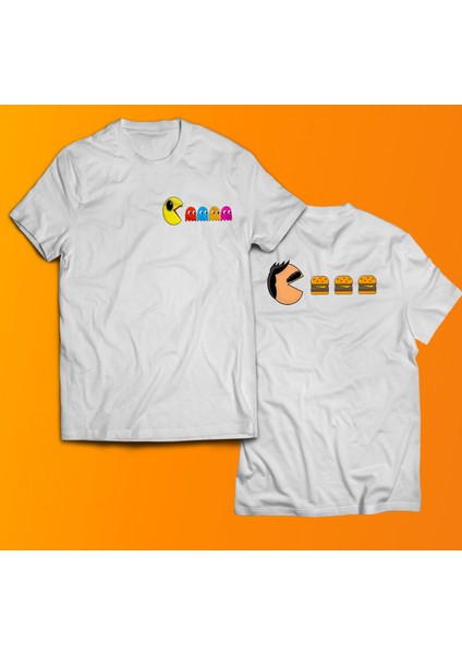 Pacman Baskılı %100 Pamuk Oversize T-Shirt Büyük Beden Tişört