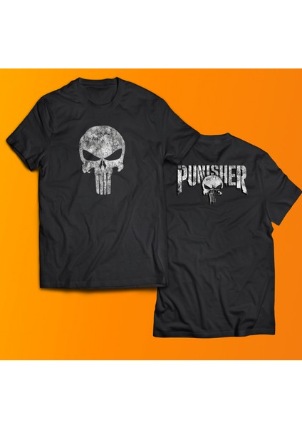 Punisher Baskılı %100 Pamuk Oversize T-Shirt Büyük Beden Tişört