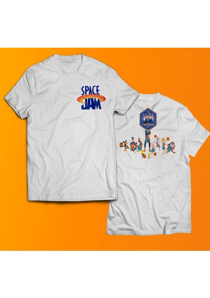 Space Jam Baskılı %100 Pamuk Oversize T-Shirt Büyük Beden Tişört