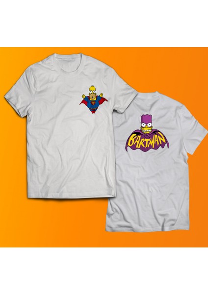 Super Homer ve Bartman Baskılı %100 Pamuk Oversize T-Shirt