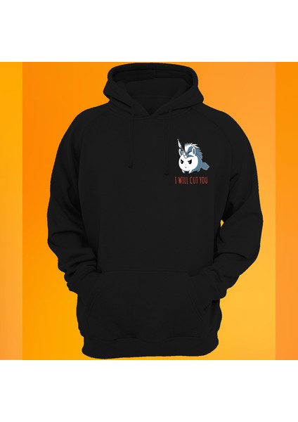I Will Cut You Siyah Baskılı 3 Ipl. Şardonlu %100 Pamuk, Içi Polar, Çok Kalın Sweatshirt