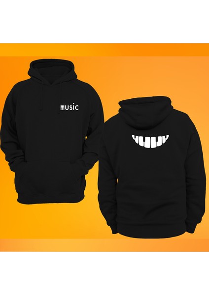 Piano Music Baskılı 3 Ipl. Şardonlu %100 Pamuk, Içi Polar, Çok Kalın Sweatshirt